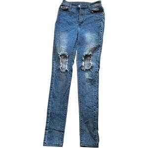 Bob Light Washed Distressed Blue Women's Jeans Sz 3/4